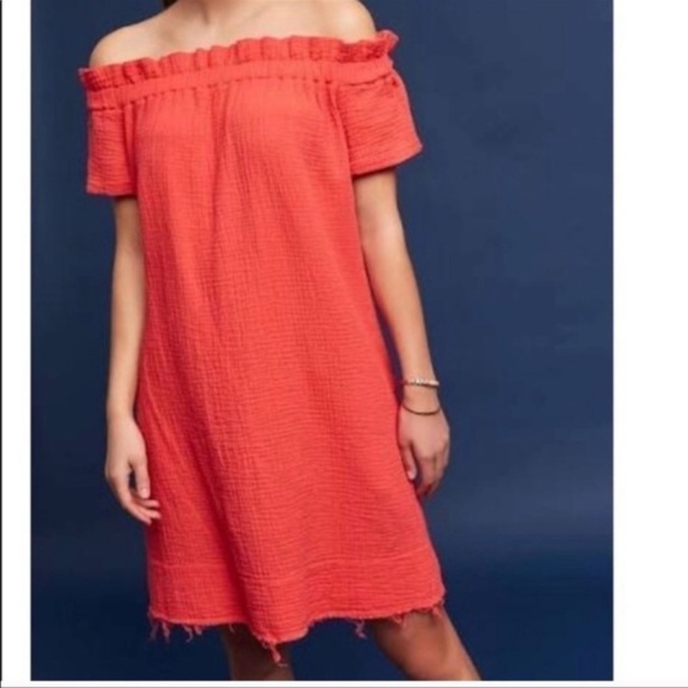 Anthropologie Amadi Off The Shoulder Red Dress